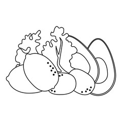 fresh lettuce with avocado and potatoes healthy food