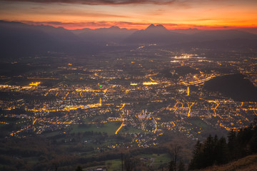 Stunning sunrise above Salzburg