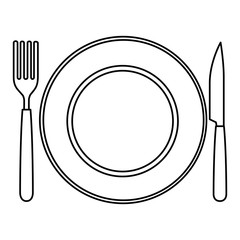 dish with fork and knife