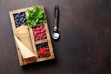 Ice cream with berries cooking
