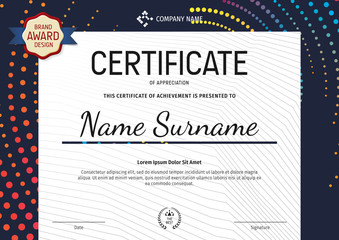 Certificate template design vector with non-vectorise text.