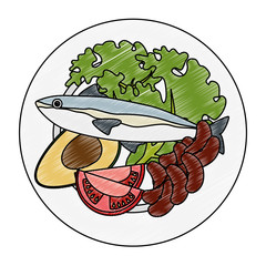 dish with salmon and broccoli