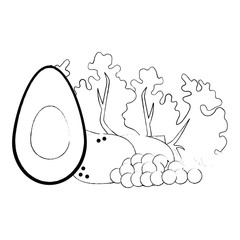 fresh lettuce with avocado and potatoes healthy food