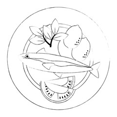 dish with salmon and tomatoes