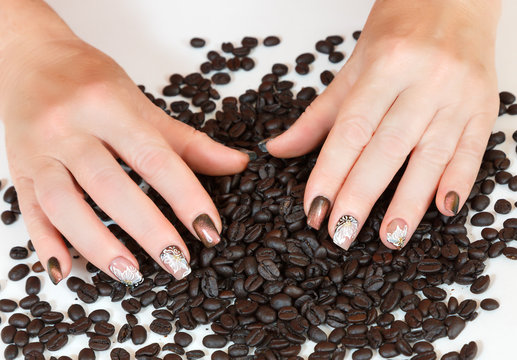female hand and coffee