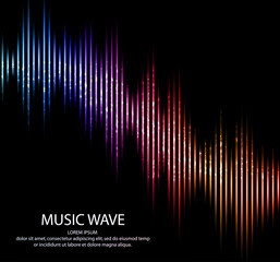 Abstract light futuristic background. Sound waves. Music Digital Equalizer. Vector illustration.