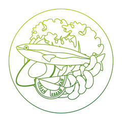 dish with salmon and broccoli