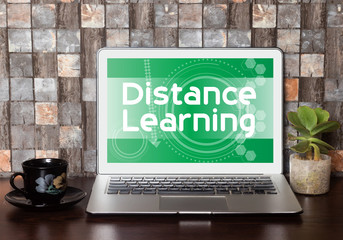 Distance Learning on laptop sreen concept