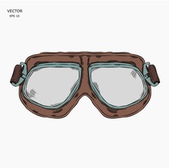Old vintage glasses for protection in different types of extreme sport. Vector illustration