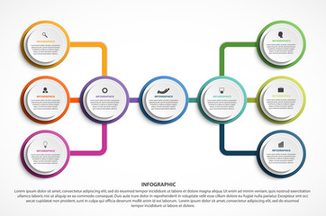 Infographic design organization chart template for business presentations, information banner, timeline or web design.