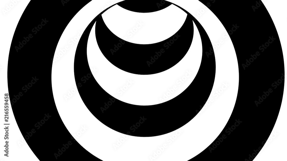 Poster black and white striped tunnel, psychedelic abstraction, 3d rendering computer generation