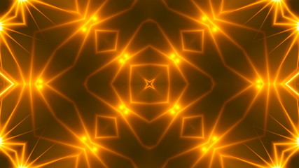 Beautiful abstract kaleidoscope - fractal golden light, 3d rendering backdrop, computer generating background