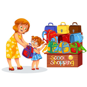 School shopping colorful poster