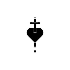 the sword pierced the heart icon. Element of tattoo icon for mobile concept and web apps. Glyph style the sword pierced the heart icon can be used for web and mobile