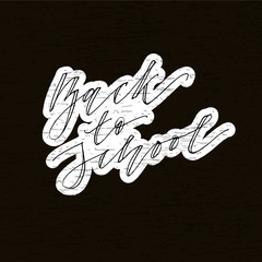 Naklejka premium Back to school Phrase Vector Lettering Calligraphy Autumn Chalkboard