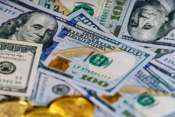 American Dollars Cash Money. One Hundred Dollar Banknotes, 100 dollar