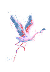 Obraz na płótnie Canvas Flamingo flying. Isolated birds on white background. Sketch Vector illustration