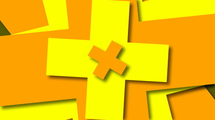Bright cross shapes, cartoon style backdrop, computer generated modern abstract background, 3d rendering