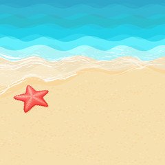 Fototapeta na wymiar Cartoon starfish on the sea shore