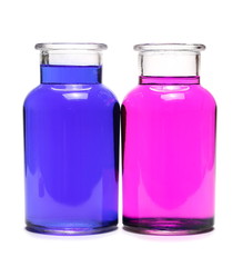 Old glass bottle isolated on white