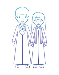 couple graduates avatars characters vector illustration design
