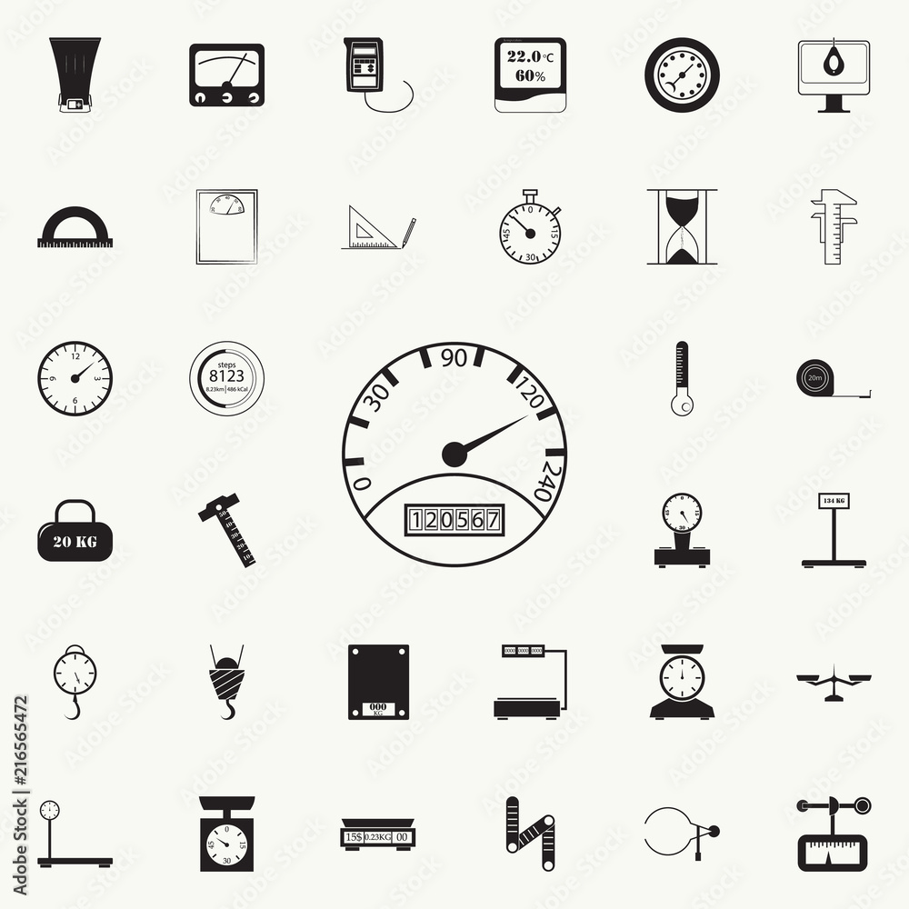 Poster speedometer icon. detailed set of measuring elements icons. premium quality graphic design sign. one
