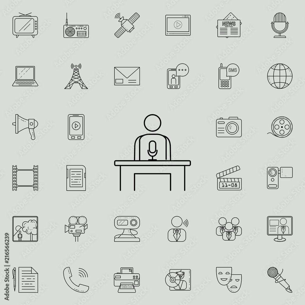 Aufkleber man with microphone icon. detailed set of media icons. premium quality graphic design sign. one of t