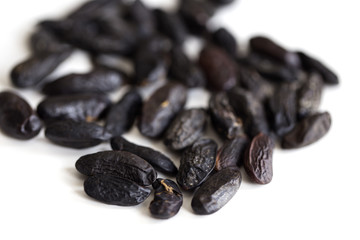 Obraz premium background macro image of tonka beans (Dipteryx odorata)