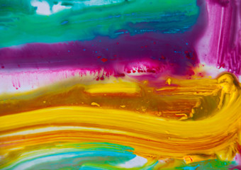 Fototapeta na wymiar Unique bright psychedelic abstract composition. Liquid colors mixing with water in dynamic flow.