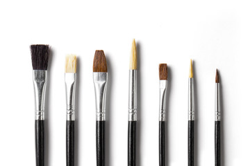 Different artistic brushes, isolated on white background