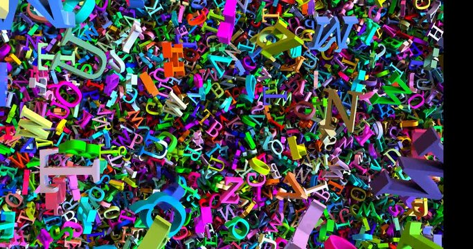 falling letters alphabet isolated background 4k