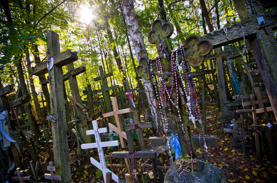 Sanctuary and graveyard on Garbarka Mountain, Poland