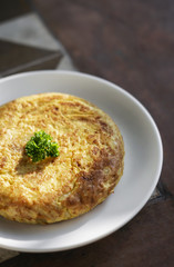 spanish tortilla omelet traditional tapas food on traditional rustic background