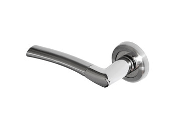 door handles / modern silver door handles on a white background in close-up