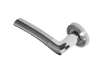 door handles / modern silver door handles on a white background in close-up