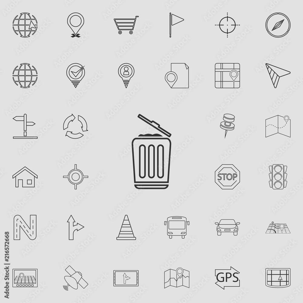 Poster garbage can icon. detailed set of navigation icons. premium quality graphic design sign. one of the 