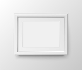 A3 and A4 horizontal blank picture frame with passepartout for photographs. Vector realistic paper or Matte plastic white with shadow