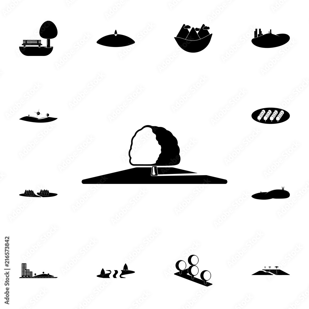 Poster tree in center of field icon. detailed set of park and landscape icons. premium quality graphic desi