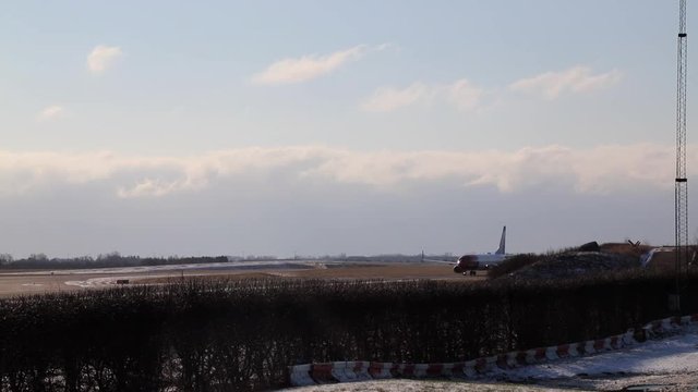 Plane taxi in airport