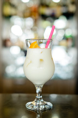 milkshake with orange, Pina colada cocktail