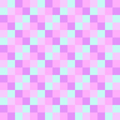 Seamless pattern with crossings of squares in pink, light blue and purple colors