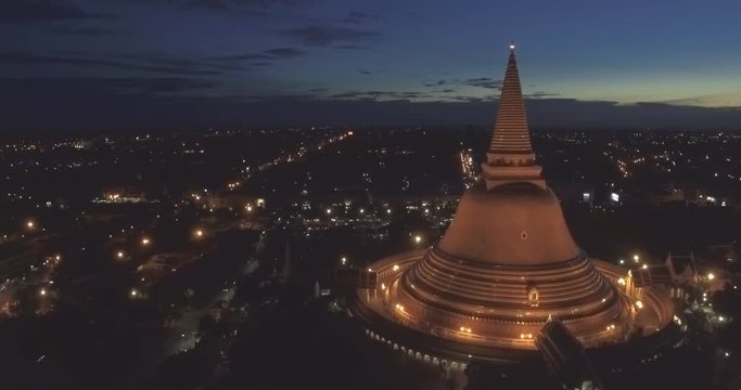 An aerial view  of giant pagoda in Nakhon Pathom, Thailand.