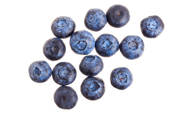 fresh ripe blueberry isolated on white background. Top view. Flat lay pattern