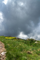 Panorama with green hills of Vitosha Mountain near Cherni Vrah Peak, Sofia City Region, Bulgaria