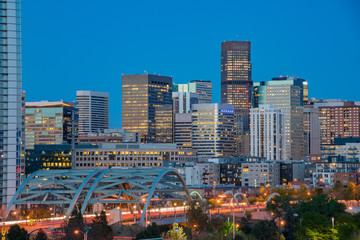 Night view of the Denver city skyline