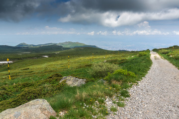 Panorama with green hills of Vitosha Mountain near Cherni Vrah Peak, Sofia City Region, Bulgaria