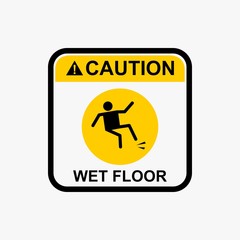 Wet floor sign warning icon design vector