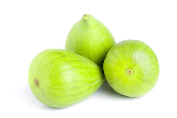 Ripe green fig fruit isolated on white background