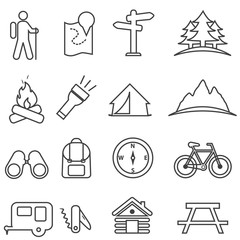 Leisure, camping, recreation and outdoor activities icon set