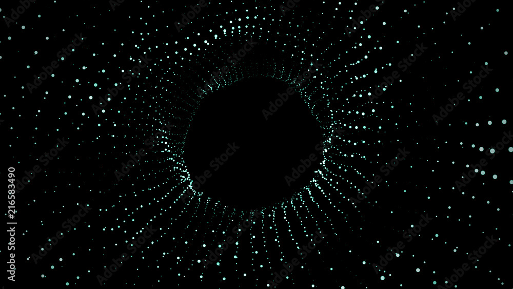 Aufkleber abstract grid wormhole. 3d portal. wireframe tunnel. futuristic technology style. abstract 3d